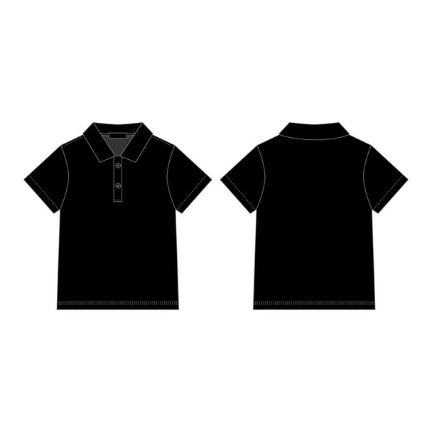 T-shirt polo noir pour enfants isolé sur fond blanc
. - Vecteur, image