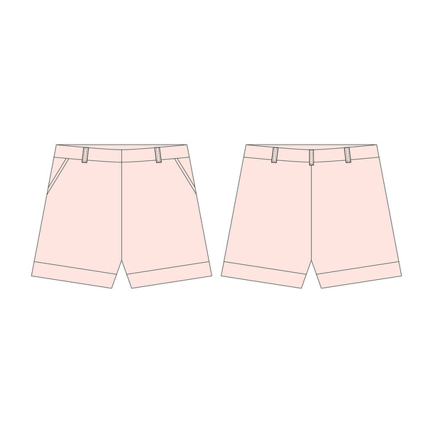 Vaaleanpunaiset shortsit housut tytöille eristetty valkoisella taustalla. Miesten vaatteet
. - Vektori, kuva