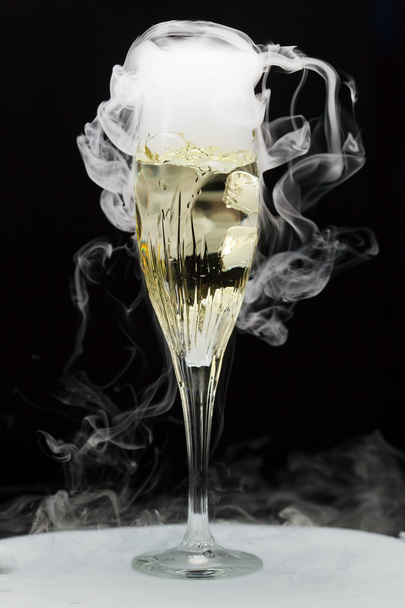 champagne flute with ice vapor - Photo, image