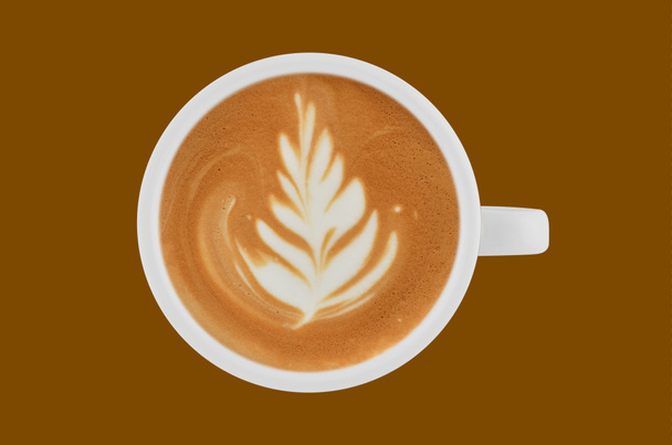 Widok z góry filiżanek kawy latte na tle koloru - Zdjęcie, obraz
