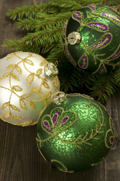 Christmas balls on fir tree - Фото, изображение