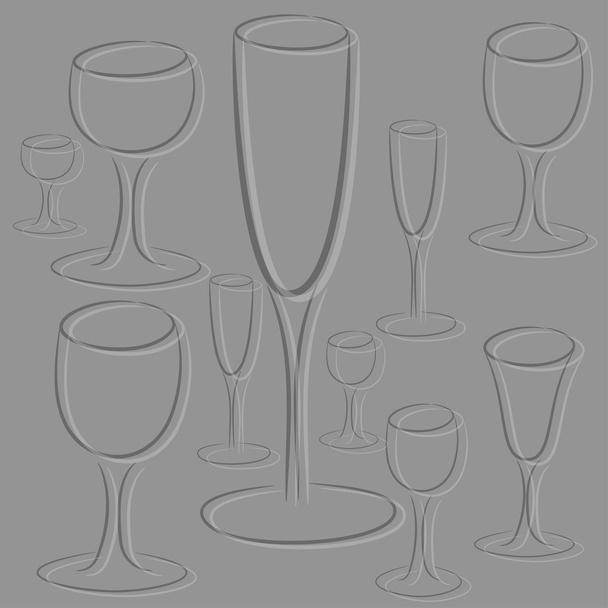 Set of glasses of different sizes, vector - Vector, Image