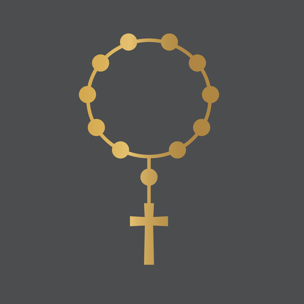 złoty różaniec ikona - ilustracja wektor - Wektor, obraz
