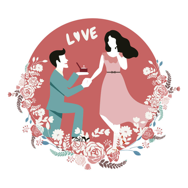 Cute Engagement Proposal illustration design - Vector, Image