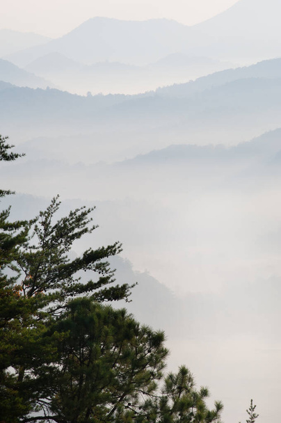 Ködös őszi táj a West Foothills Parkway-től, Great Smoky Mountains National Park, Tennessee, USA - Fotó, kép