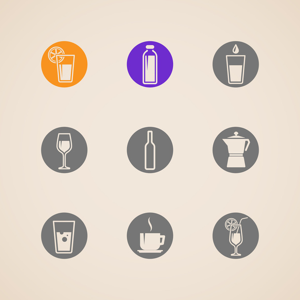 Set of vector icons with beverages - Vektor, Bild