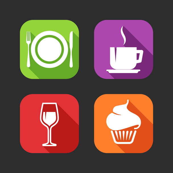 Flat icons for web and mobile applications with meal signs - Vektor, Bild