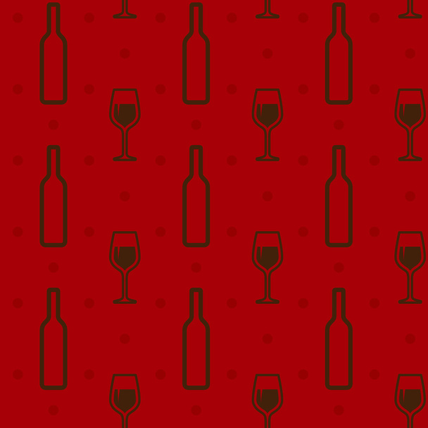 Seamless background with wine bottles and wineglasses - Vektör, Görsel