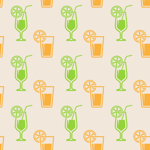 Seamless background with glasses of juice - Vector, afbeelding