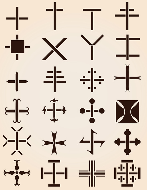 Set of different crosses stencils vector illustration - Vector, Image