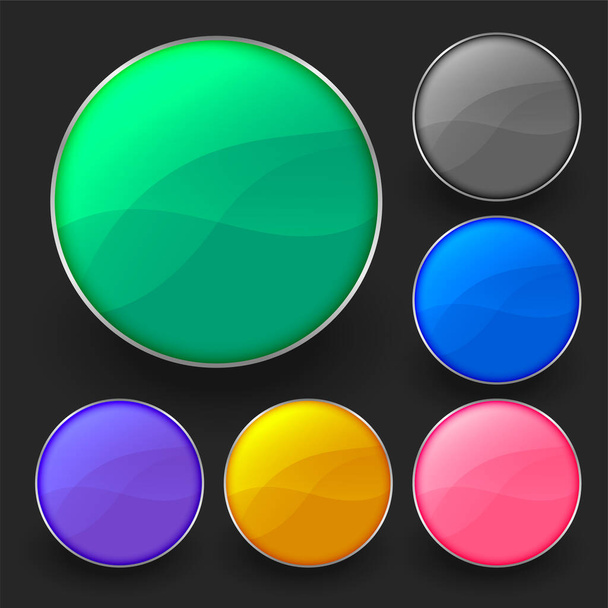 six shiny empty circular buttons pack design - ベクター画像