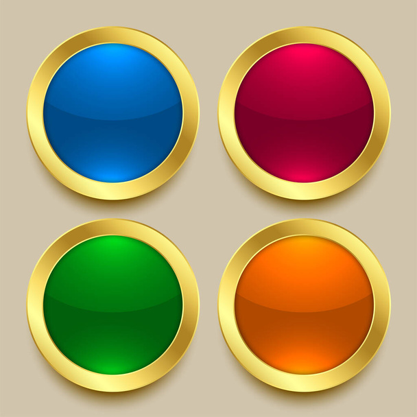 premium shiny golden buttons in different colors - ベクター画像