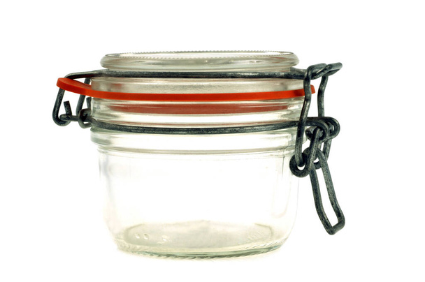 Glass jar close up on white background  - Φωτογραφία, εικόνα