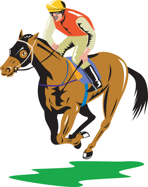 Corrida de Cavalos Equestre Retro
 - Vetor, Imagem