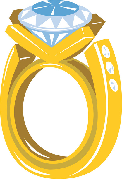 δαχτυλίδι χρυσό διαμάντι ρετρό - Διάνυσμα, εικόνα