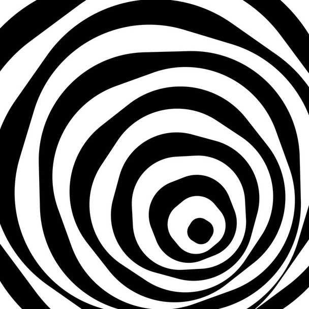 Abstract optical illusion background vector design. Psychedelic striped black and white backdrop. Hypnotic pattern. - Photo, Image