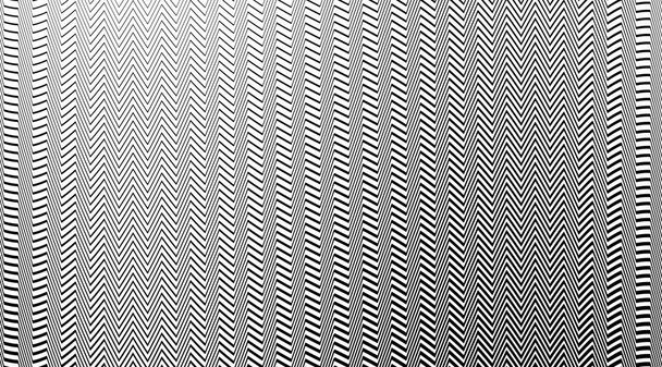 Schwarz-weißes Zick-Zack-Muster-Vektordesign. Optische Täuschung entkleidet linearen Hintergrund. - Foto, Bild