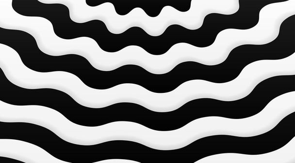 Blanco y negro ondulado lineal despojado diseño de vectores de fondo. Fondo abstracto de ilusión óptica
. - Foto, Imagen