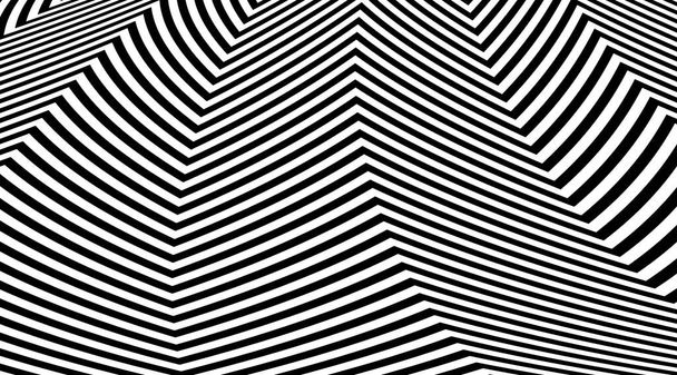Abstrakti zig zag optinen illuusio tausta. Musta ja valkoinen raidallinen linjat vektori suunnittelu
. - Valokuva, kuva