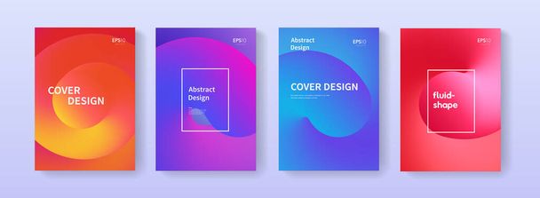 Abstract bright colorful gradient posters set with fluid shapes. - Photo, Image