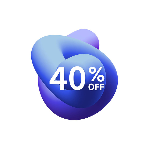 40% off special sale discount banner. Abstract fluid shape with promotion offer. - Photo, Image