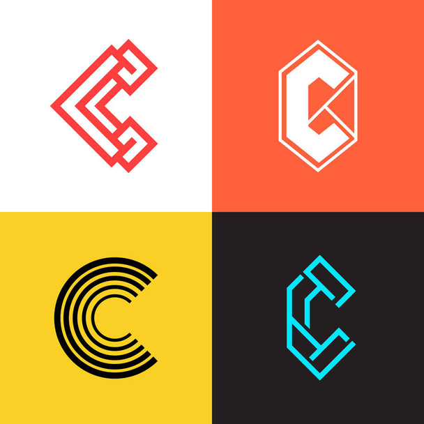 Collection of C letter logo icon signs vector design. - Photo, Image