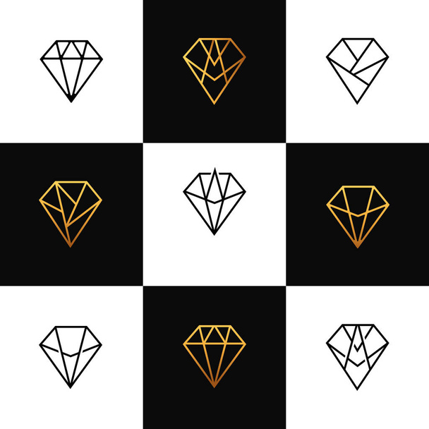 Sada lineárních geometrických tvarů diamantového loga. Cool luxusní ikony. - Fotografie, Obrázek