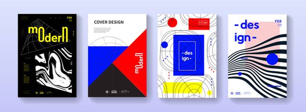 Set of modern cool covers vector design. Collection of futuristic geometric posters. - Photo, Image
