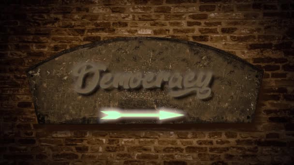 Straat teken de weg naar Democrazy - Video