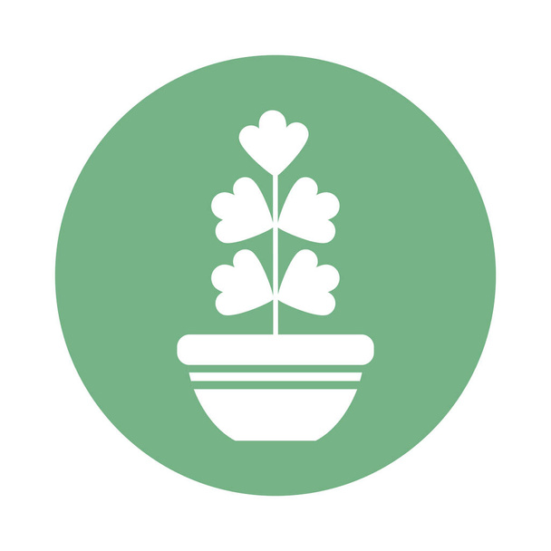 鉢植え、ブロック、フラットスタイルのアイコンを持つ観葉植物 - ベクター画像