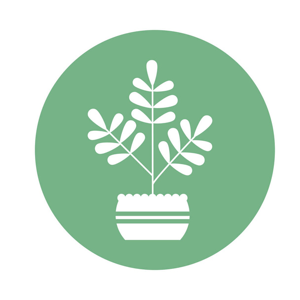 rostlina v květináči, blok a plochý styl ikony - Vektor, obrázek