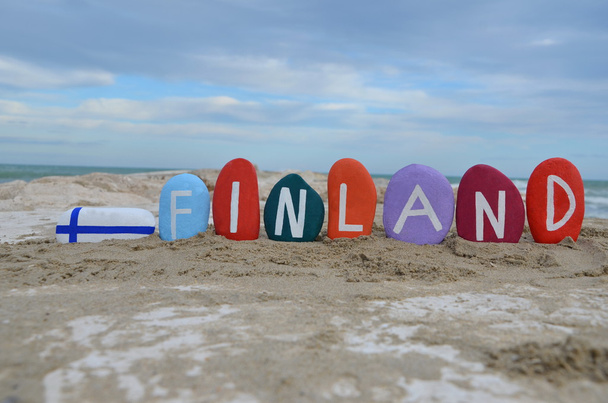 Finlandiya, renkli taşlar üzerinde Hediyelik eşya - Fotoğraf, Görsel