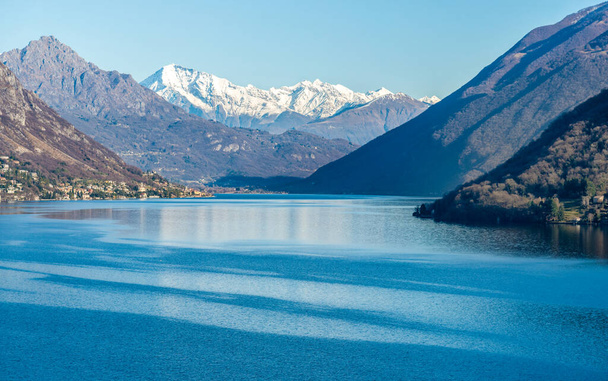 Landscape of Lake Lugano with Swiss alps, Lugano, Switzerland - Photo, Image
