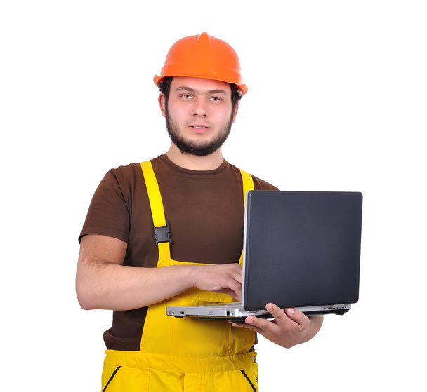 builder with notebook - Фото, изображение