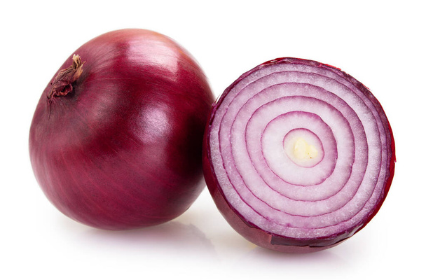 fresh red onion isolated on white background closeup - Photo, Image