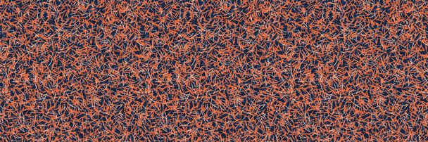 Speckled Classic Blue Orange Confetti Płynny wzór granicy. Gęste opakowanie Speckled Fibre Flecks tle baner. Abstrakcyjna ozdobna strona Washi Paper Ribbon Trim. Odważne kolorowe wektor Eps 10 - Wektor, obraz