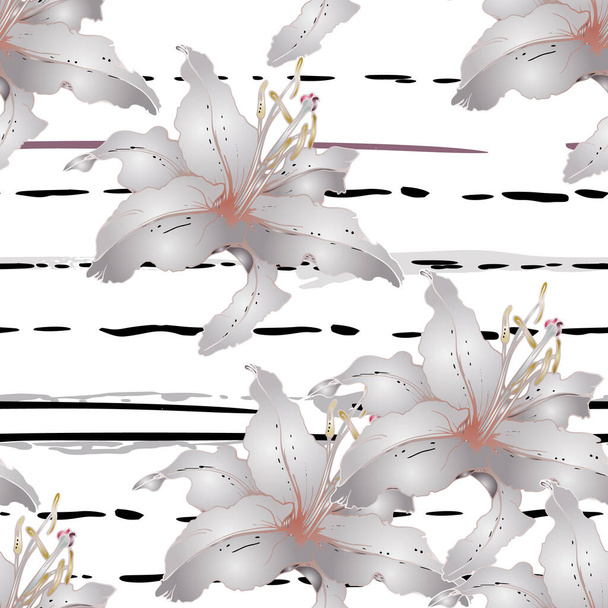 Artistic Floral Seamless Pattern.Stripe - Vecteur, image