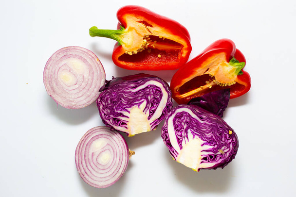 Colorato vari sano mangiare fresco vegetale tropicale su sfondo bianco
 - Foto, immagini