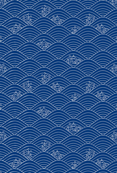Zee golf Japanse papier patroon achtergrond - Vector, afbeelding