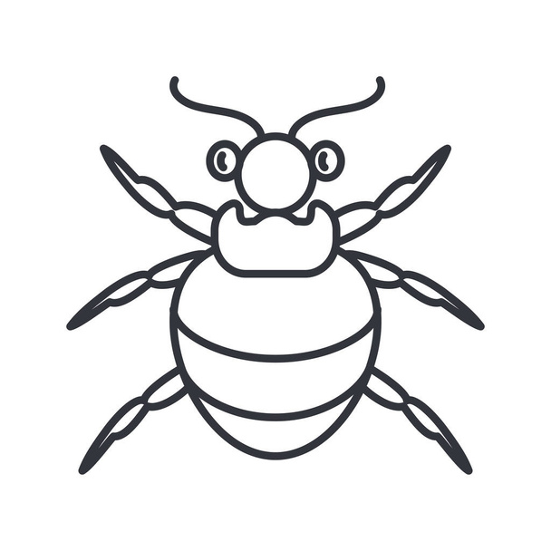 ícone de inseto de pulgas, estilo de detalhe de linha
 - Vetor, Imagem