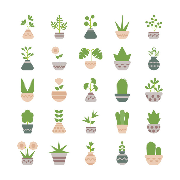 ensemble d'icônes plantes d'intérieur avec pot
 - Vecteur, image
