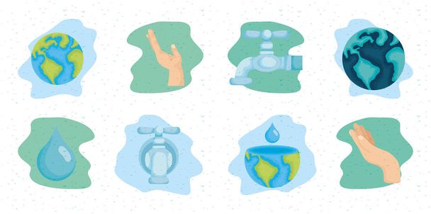 international water day bundle of icons - Vector, afbeelding