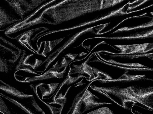 Toile noire ou fond de texture de tissu avec vague liquide ou plis ondulés. Conception de papier peint
 - Photo, image