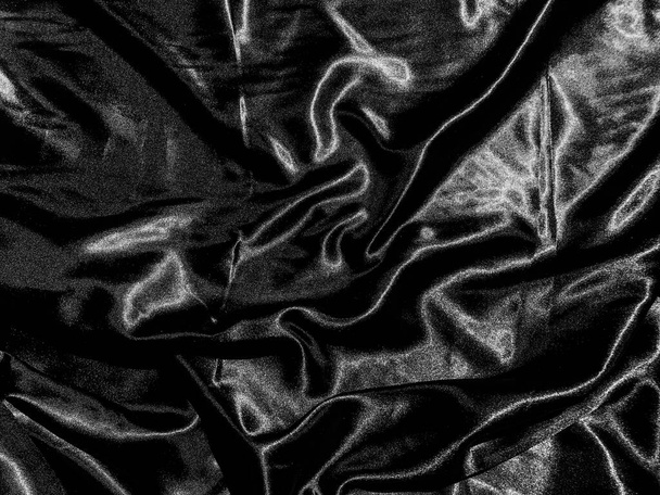 Panno nero o tessuto texture sfondo con onda liquida o pieghe ondulate. Carta da parati design
 - Foto, immagini