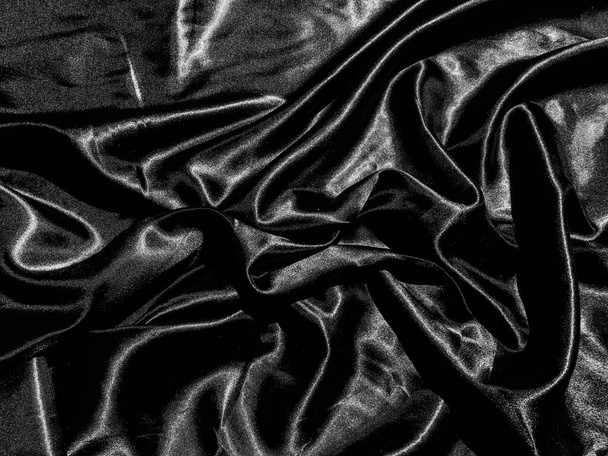 luxueux fond de soie noire ou de texture satinée avec vague liquide ou plis ondulés. Conception de papier peint
 - Photo, image