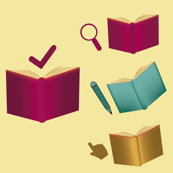 symbolen en boeken - Vector, afbeelding