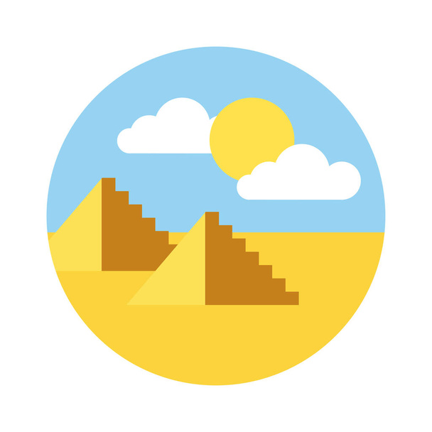 desert with pyramids scene flat style icon - Vector, Image