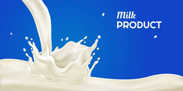 Milk Splash Realistische achtergrond - Vector, afbeelding