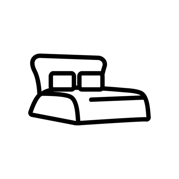 ベッドのアイコンベクトル。細い線の記号。独立した輪郭シンボルイラスト - ベクター画像
