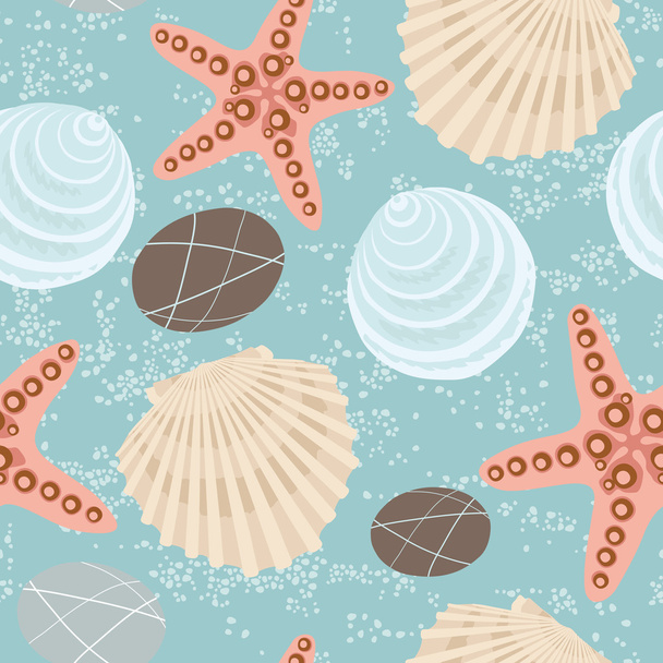 Vector Seamless Pattern with Seashells - Vector, Image